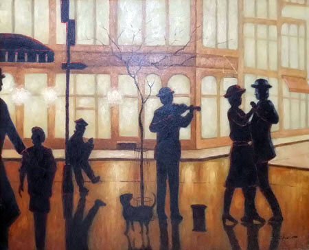 1423-T2 | 50cm x 61cm | musicien de rue 